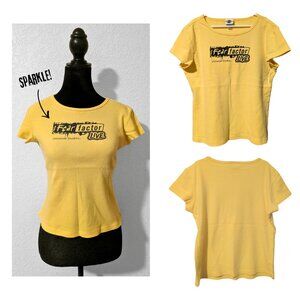 Y2K Fear Factor Live Baby Tee | Vintage Universal Studios Glitter